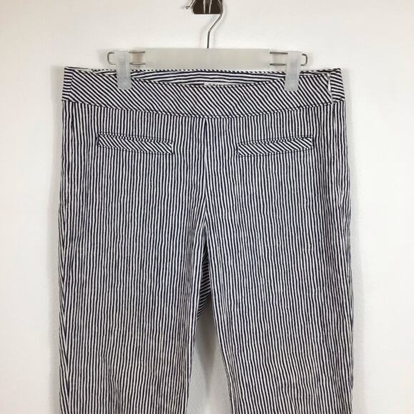 TRINA TURK Blue Stripe Straight Leg Seersucker Pants size S - Picture 2 of 6